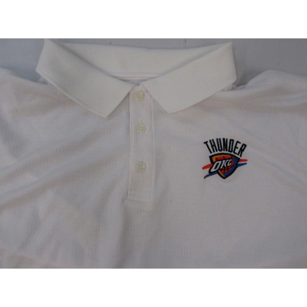 OKC Oklahoma City Thunder Mens Size XL XLarge White Adidas Polo Shirt Image 2