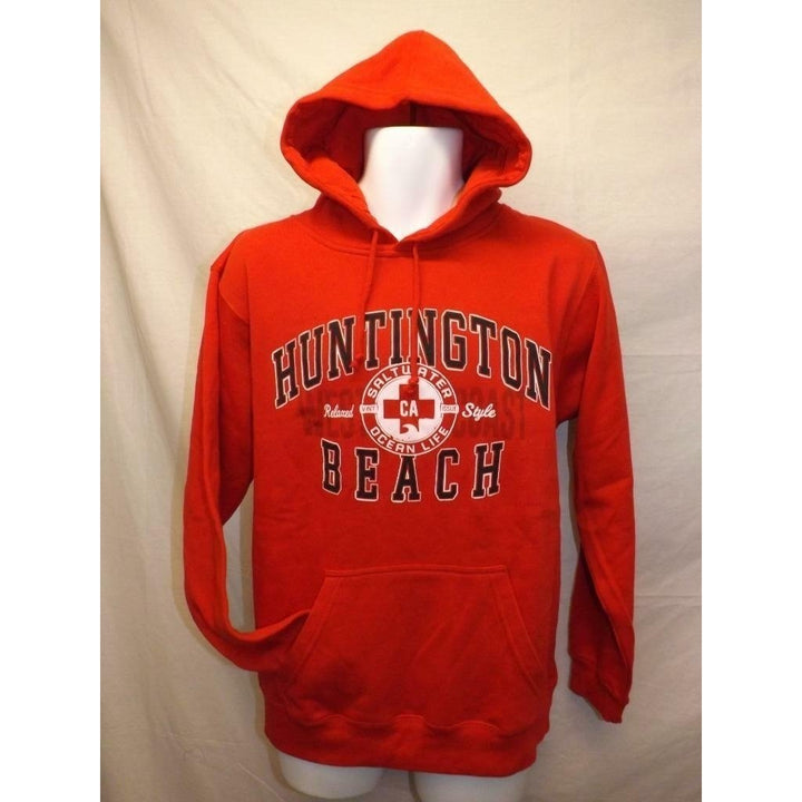 Huntington Beach Saltwater Ocean Life Mens Size M Medium Red Hoodie Image 1