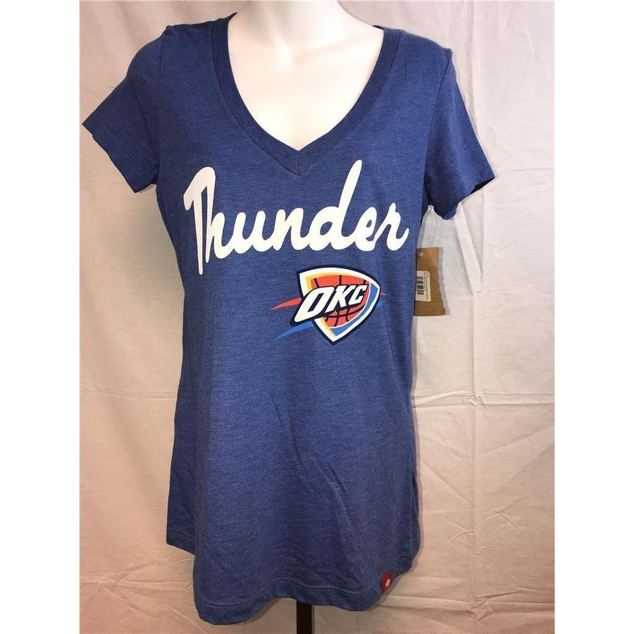 Oklahoma Thunder Womens Size L Large Blue V-Neck Sportiqe Shirt MSRP 28 Image 1