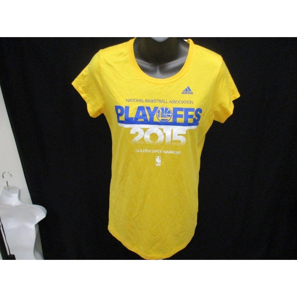 Golden State Warriors Womens Size M Medium Yellow Adidas Shirt Image 2