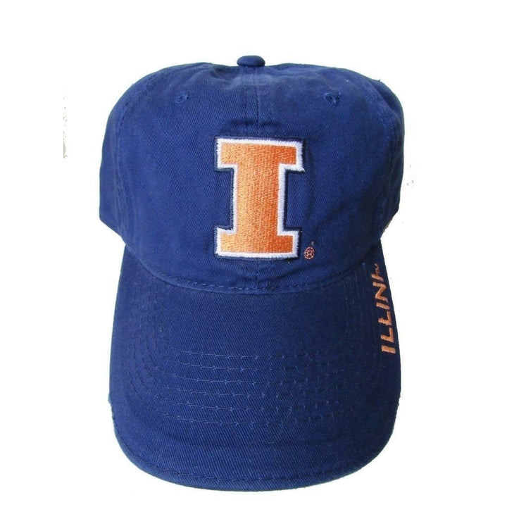 Illinois Fighting Illini Mens OSFA Adjustable Blue Distressed Cap Hat Image 1