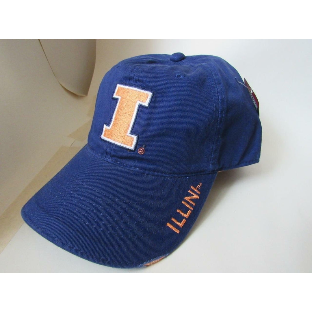 Illinois Fighting Illini Mens OSFA Adjustable Blue Distressed Cap Hat Image 2