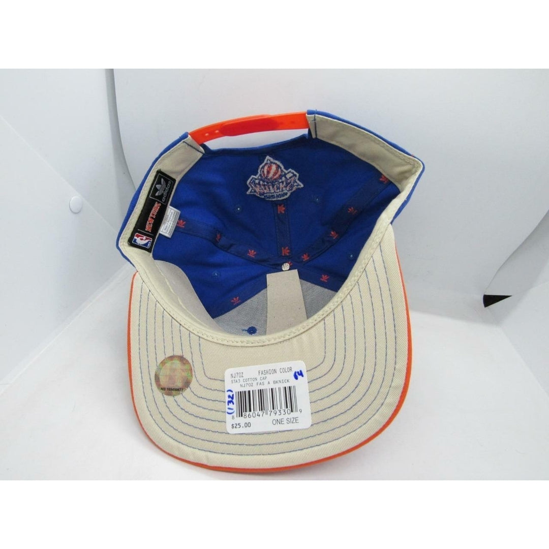 York Knicks Mens Blue Orange Size OSFA Adidas Snapback Flat Brim Hat 25 Image 4