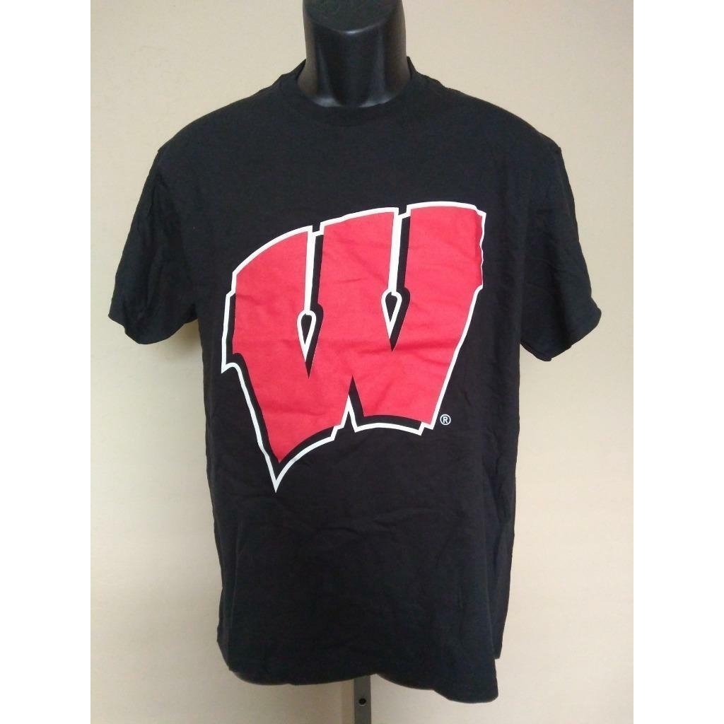 Wisconsin Badgers Mens Sizes L Large Black Shirt Image 1