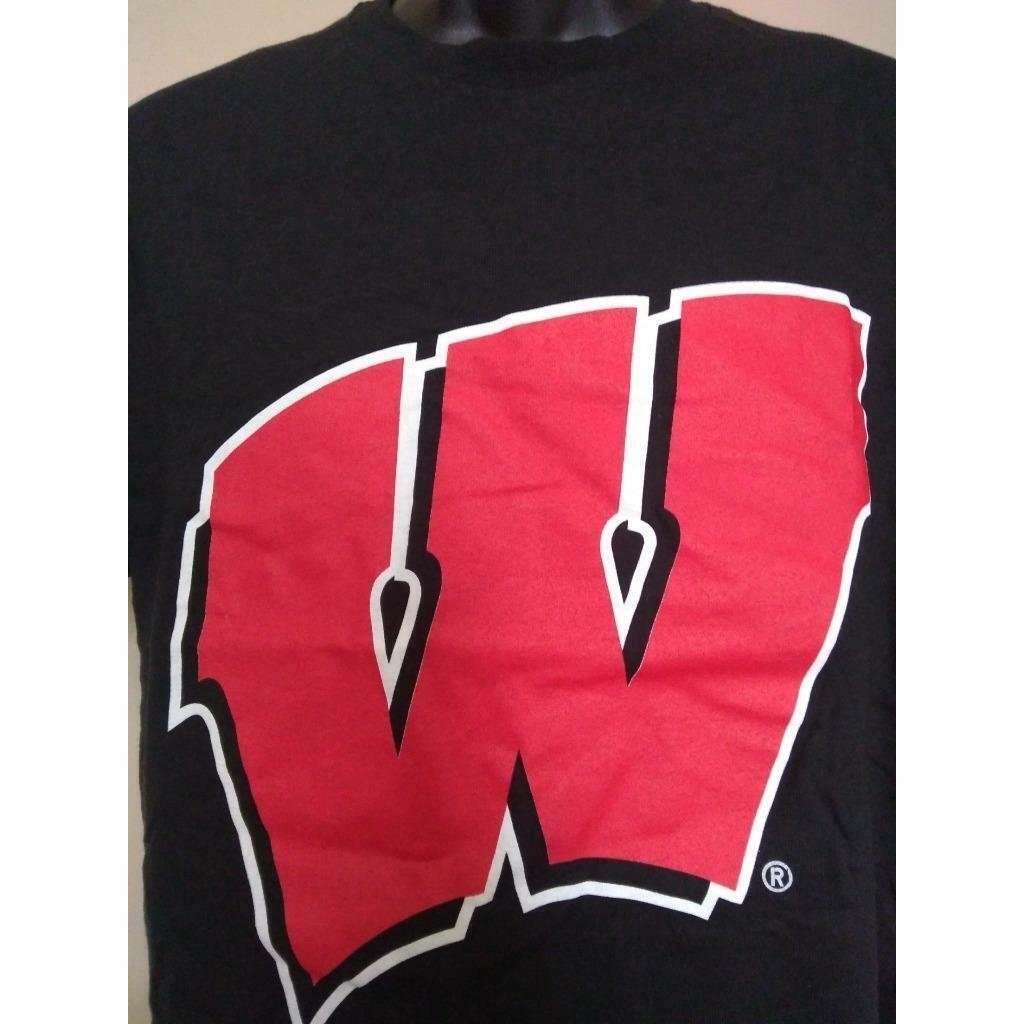 Wisconsin Badgers Mens Sizes L Large Black Shirt Image 2