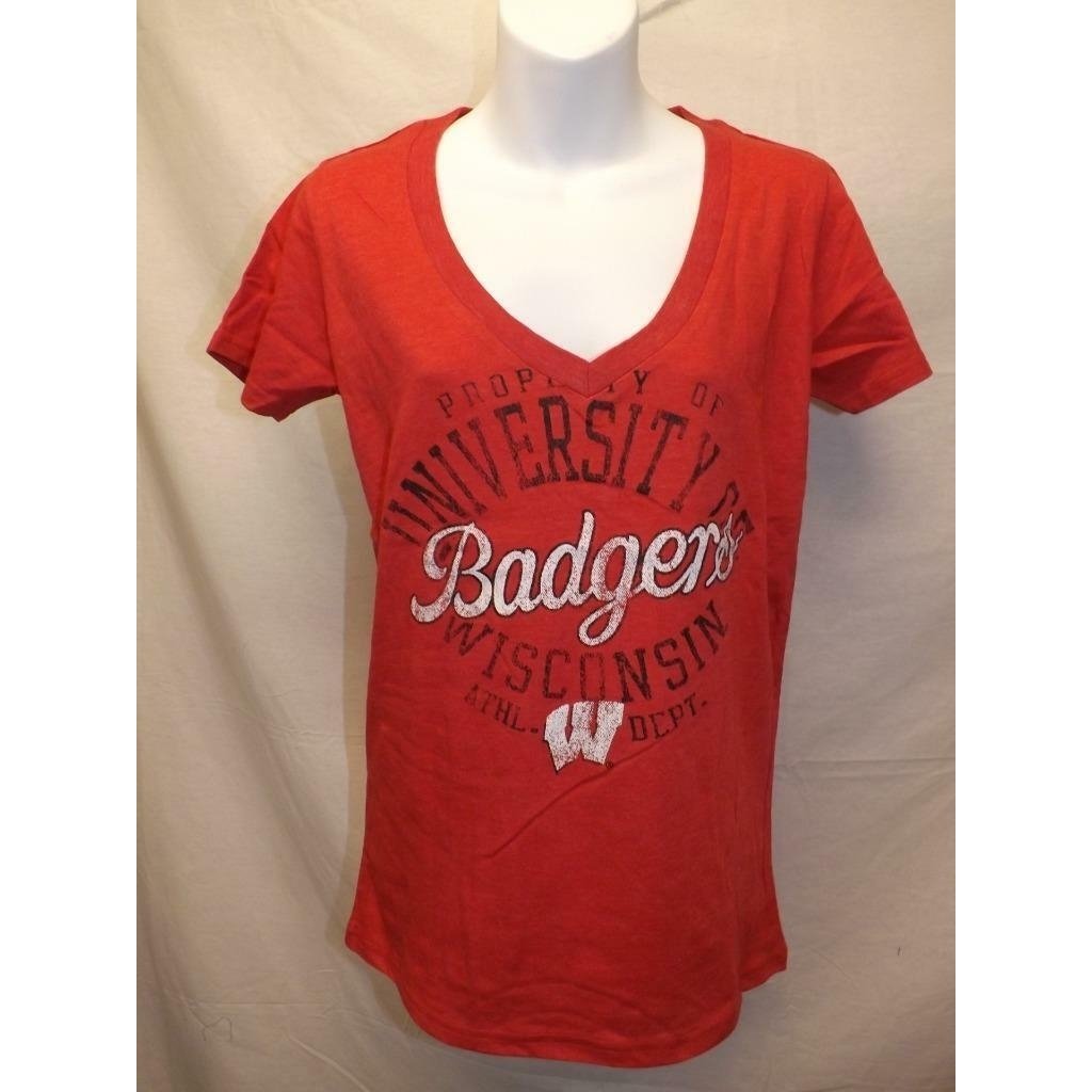 Wisconsin Badgers Womens Size M Medium Red V-Neck Shirt Image 1