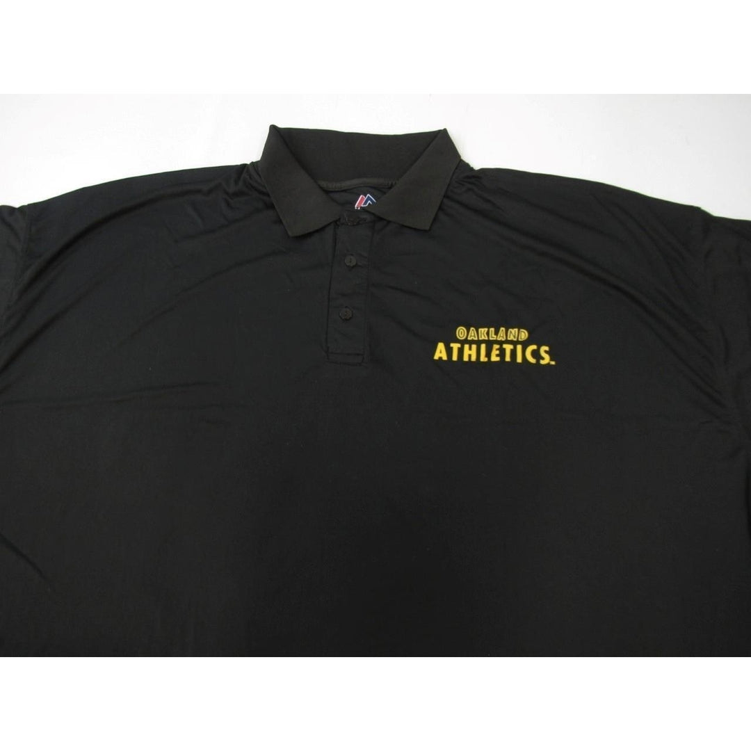 Oakland Athletics As Mens Size 6XL Majestic Black Polyester Polo Shirt Image 4