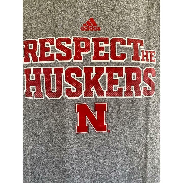 Nebraska Cornhuskers Youth Size L Large Gray Adidas Shirt Image 2