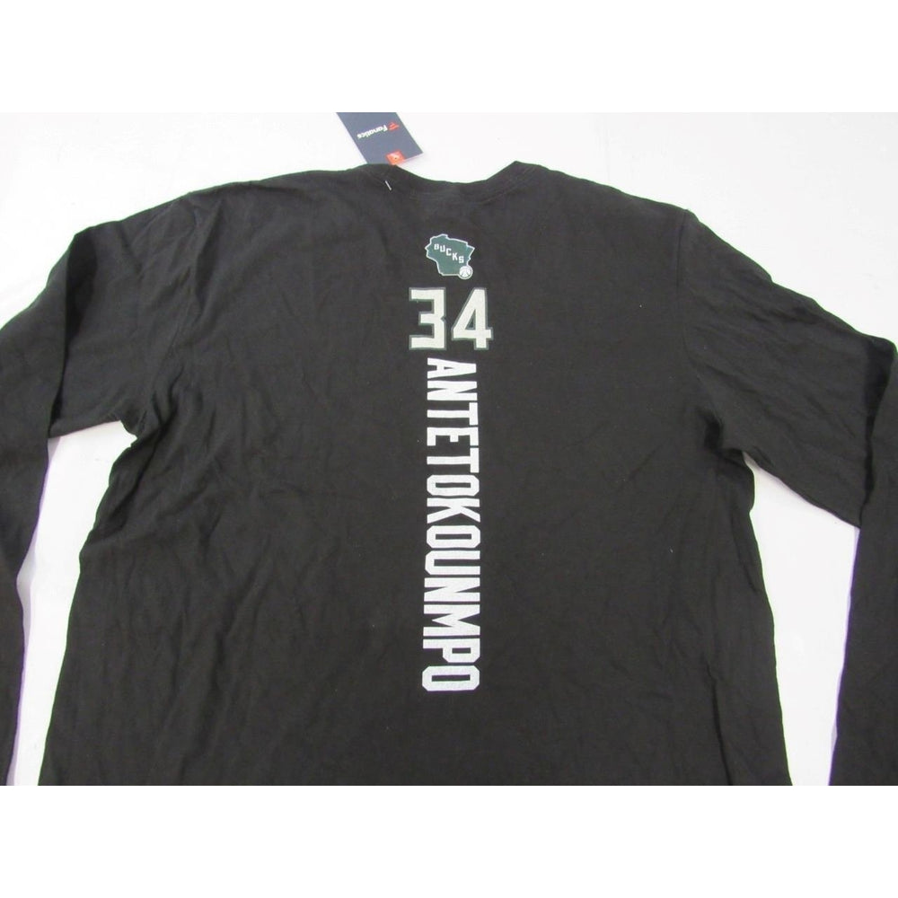 Giannis Antetokounmpo 34 Bucks Mens Size L Large Black Long Sleeve Shirt Image 2