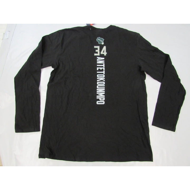 Giannis Antetokounmpo 34 Bucks Mens Size L Large Black Long Sleeve Shirt Image 3