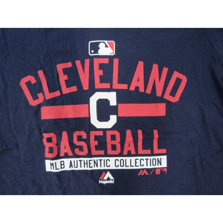 Cleveland Baseball Youth Size M Medium 10/12 Navy Blue Majestic Shirt 20 Image 3