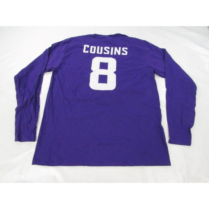 Minnesota Vikings 8 Kirk Cousins Mens Size L Purple Long Sleeved Shirt Image 2