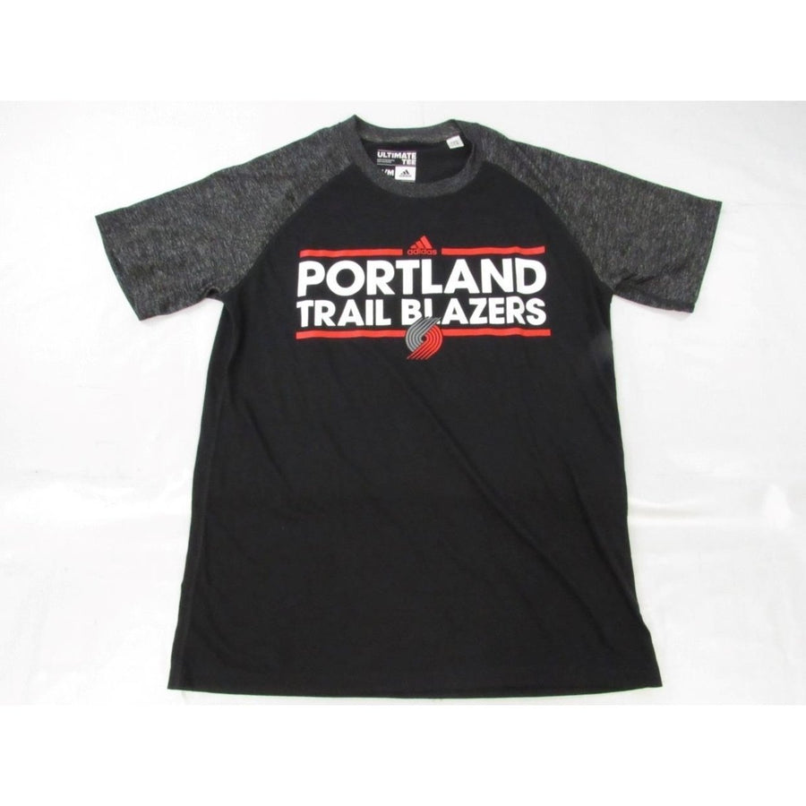 Portland Trail Blazers Mens Size M Black/Heather Gray Adidas Climalite Shirt Image 1