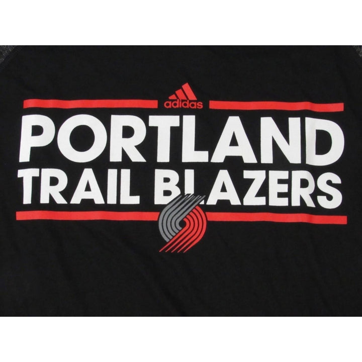 Portland Trail Blazers Mens Size M Black/Heather Gray Adidas Climalite Shirt Image 3