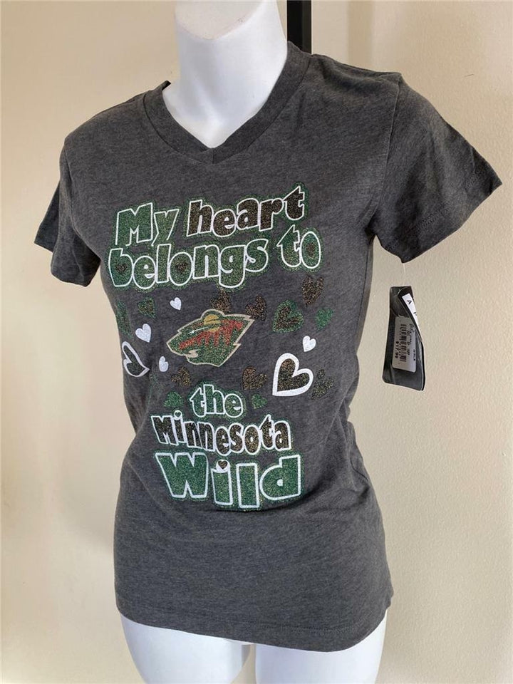 Minnesota Wild Girls Size L Large Gray Shirt Image 2