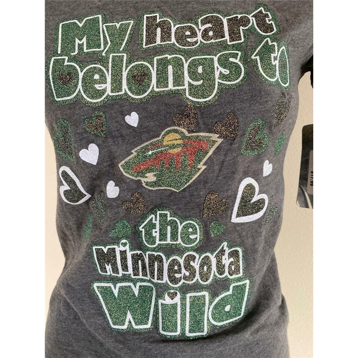 Minnesota Wild Girls Size L Large Gray Shirt Image 3