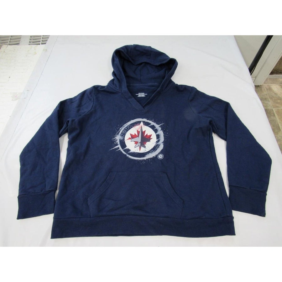 Winnipeg Jets Womens Size 2XL 2XLarge Navy Blue V-Neck Hoodie Image 1