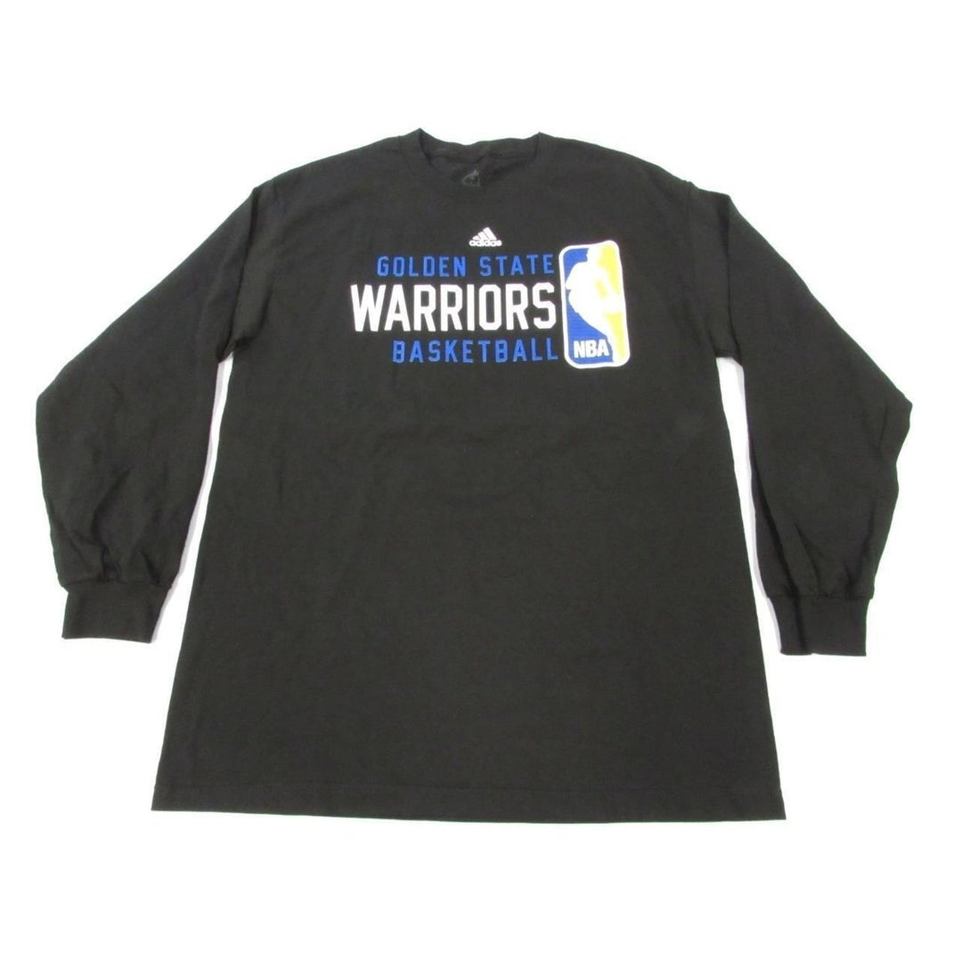 Golden State Warriors Basketball Mens Size L Black Adidas Long Sleeve Shirt Image 1