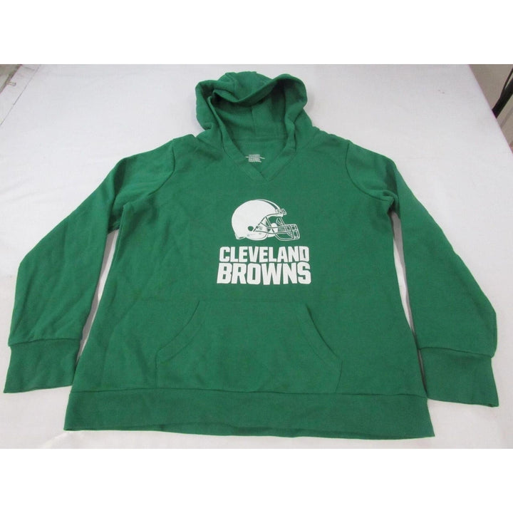 Cleveland Browns Womens Size 2XL 2XLarge Green V-Neck Hoodie Image 1