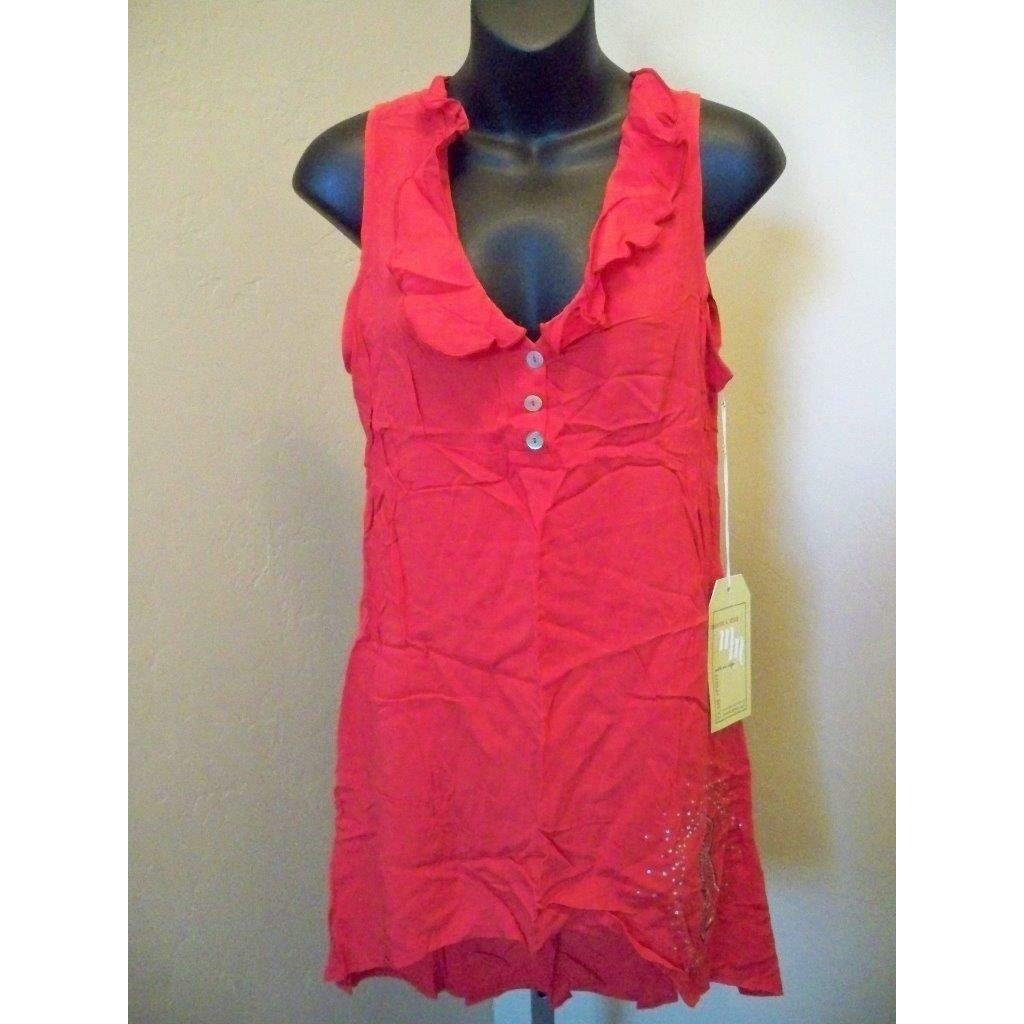 NC State Wolfpack Women Small Red Designer Ruffle Front Tunic Meesh and Mia Image 1