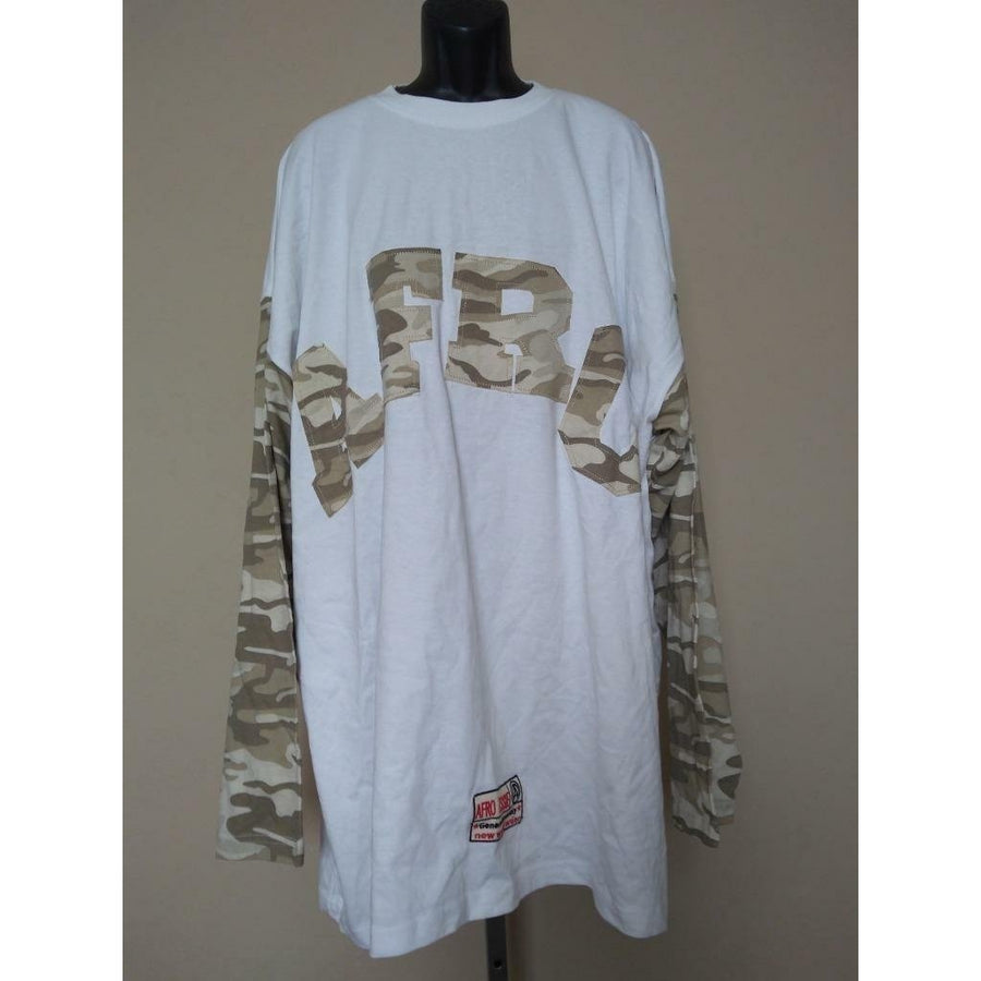 -Minor Flaw Afro Mens Size 10 White and Camo Shirt Image 1