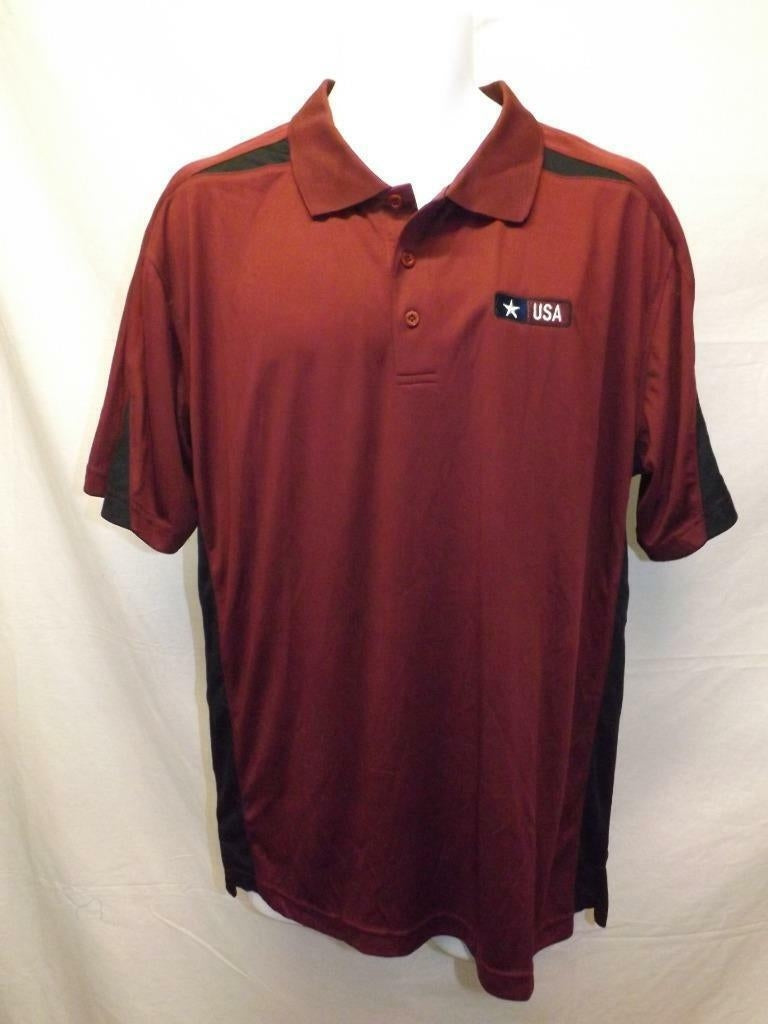 US Army USA Mens Size L Large Maroon Polyester Polo Shirt Image 1