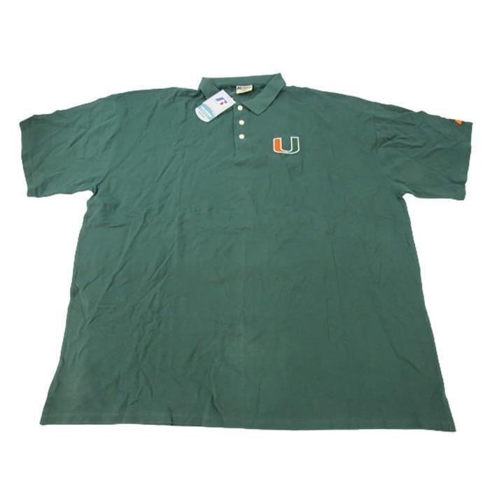 Miami Hurricanes Mens Size 5XL-Tall Green 3-Button Polo Shirt Image 1