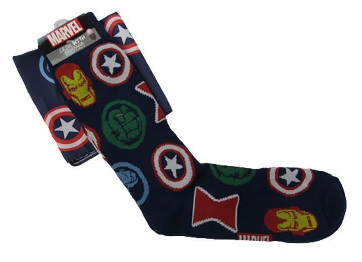 Avengers Marvel Hulk Ironman Thor Mens Sizes 6-12 OSFA Crew Socks and Bandana Image 1