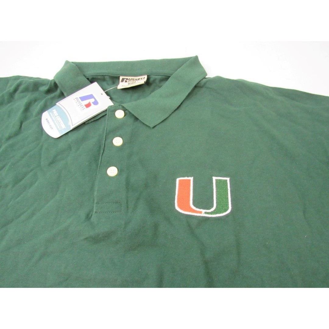 Miami Hurricanes Mens Size 5XL-Tall Green 3-Button Polo Shirt Image 3