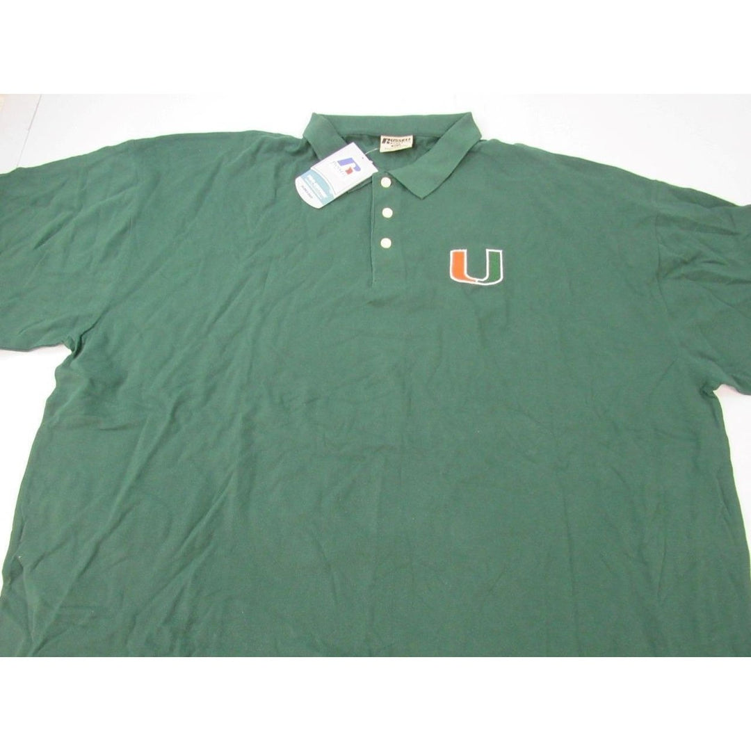 Miami Hurricanes Mens Size 5XL-Tall Green 3-Button Polo Shirt Image 4