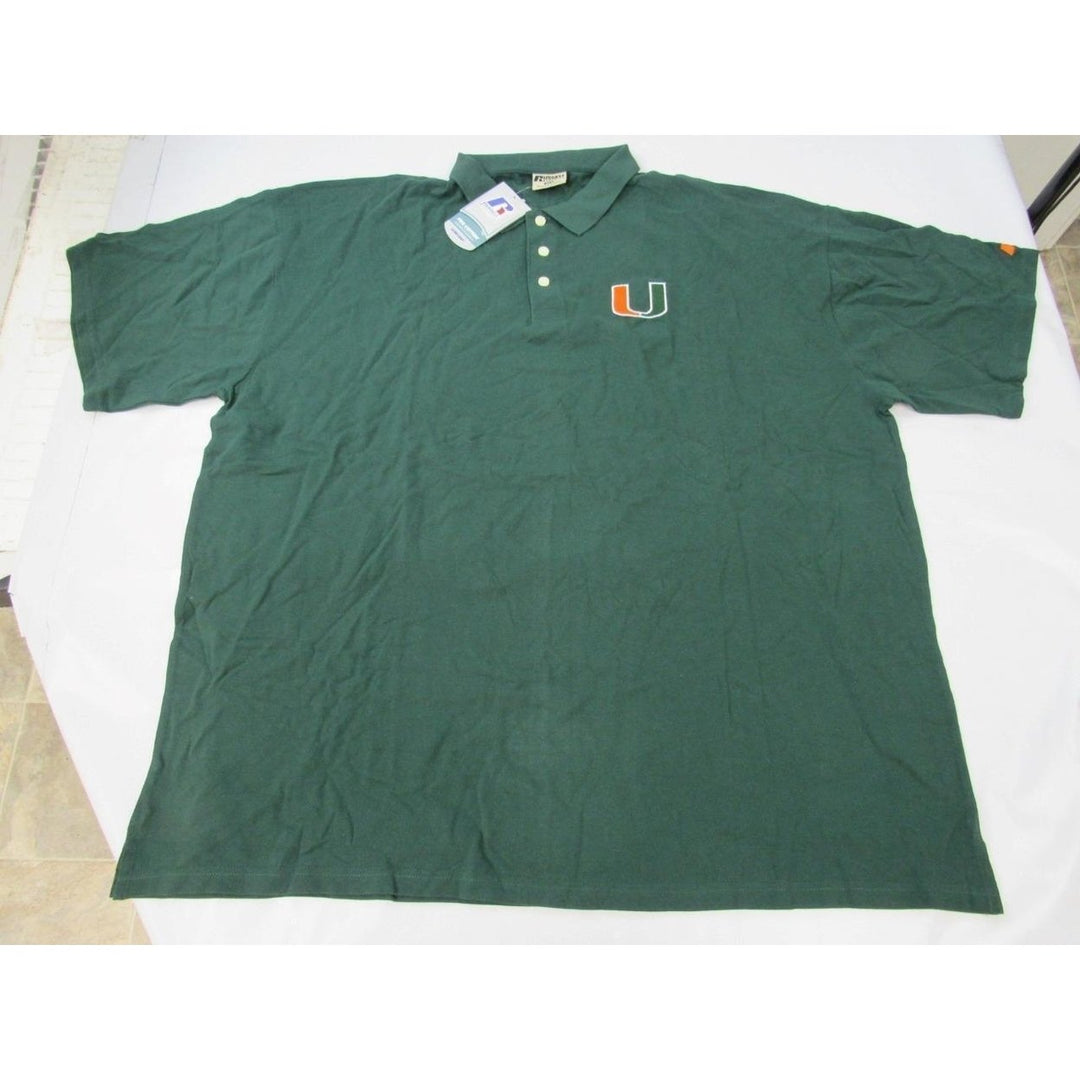 Miami Hurricanes Mens Size 5XL-Tall Green 3-Button Polo Shirt Image 4