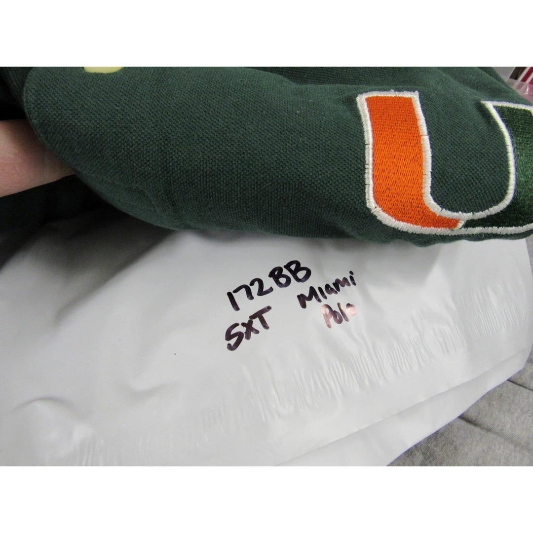 Miami Hurricanes Mens Size 5XL-Tall Green 3-Button Polo Shirt Image 6