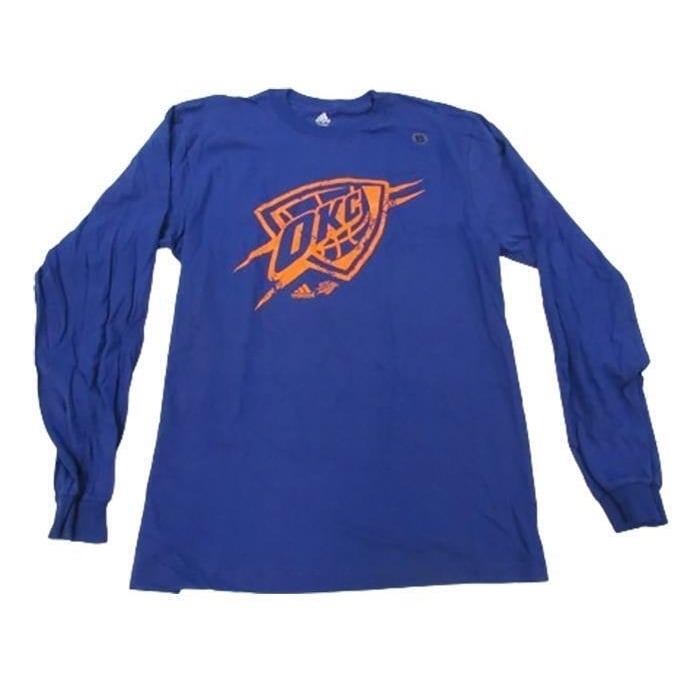 OKC Oklahoma City Thunder Mens Size L Large Blue Adidas Long Sleeve Shirt Image 1