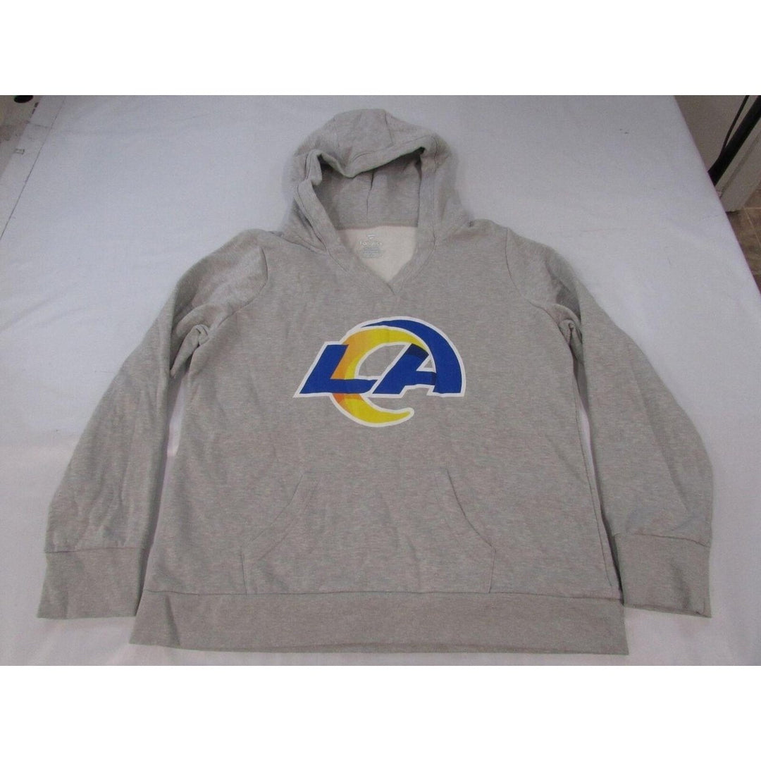 Los Angeles Rams 9 Matthew Stafford Womens Size 2XL Gray V-Neck Hoodie Image 1