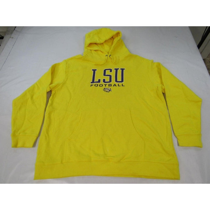 LSU Tigers Football Mens Size 2XL 2XLarge Yellow Hoodie Image 1