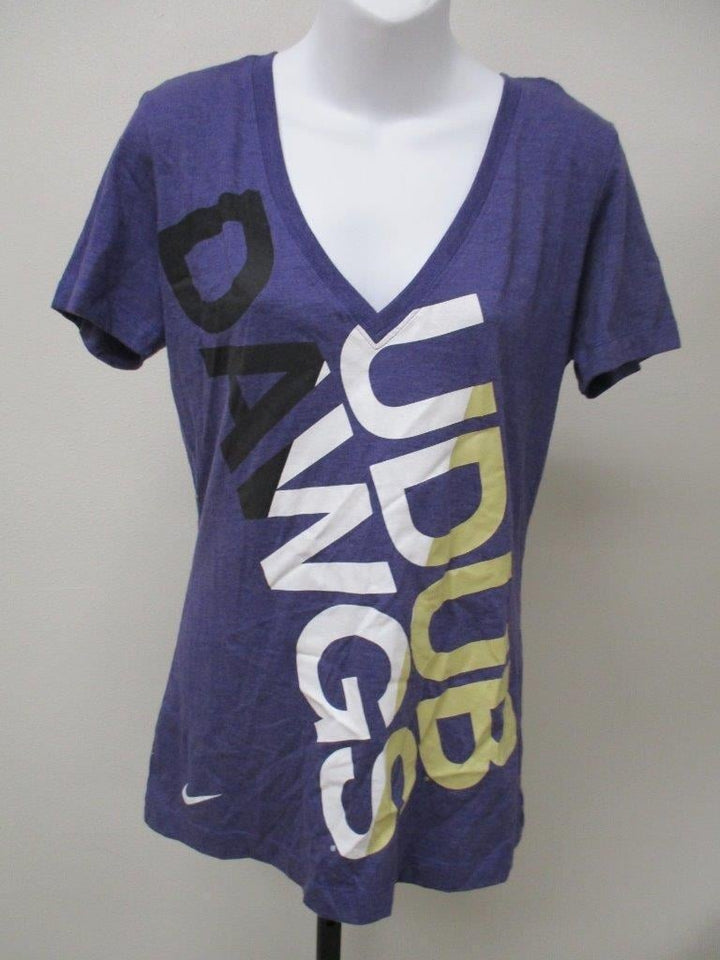 Washington Huskies Women Size L Large Purple Nike Slim Fit Shirt MSRP 28 Image 1