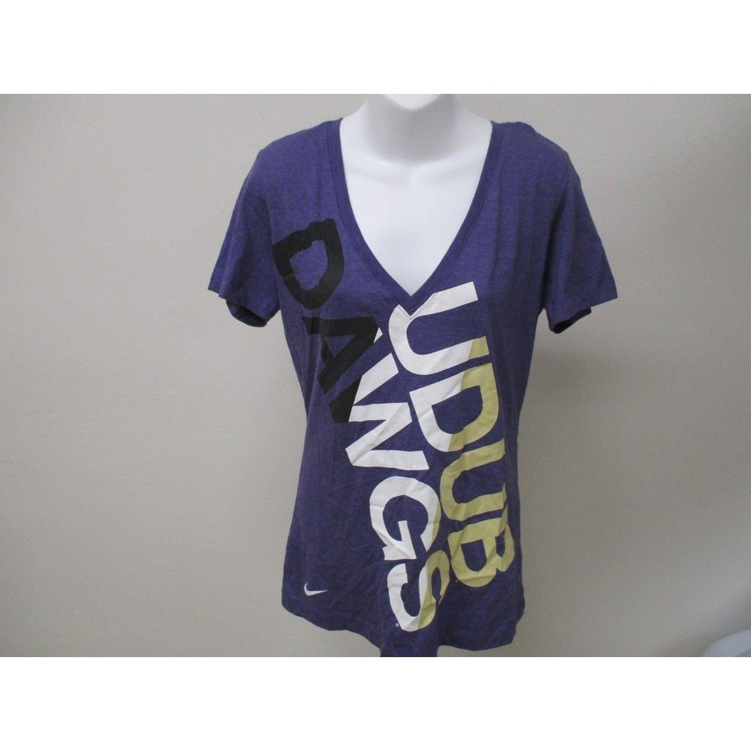 Washington Huskies Women Size L Large Purple Nike Slim Fit Shirt MSRP 28 Image 2