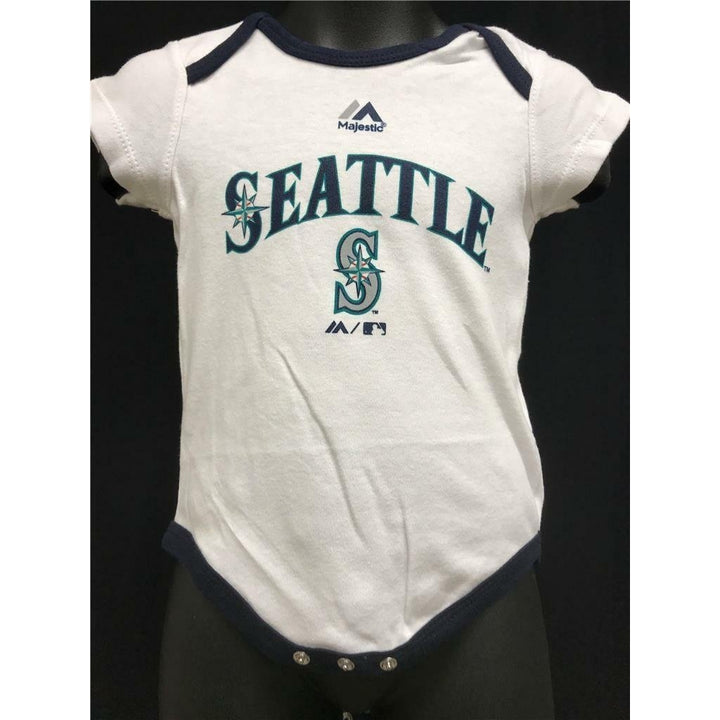 Seattle Mariners Infant Size 6/9 Months White Majestic Creeper Image 1