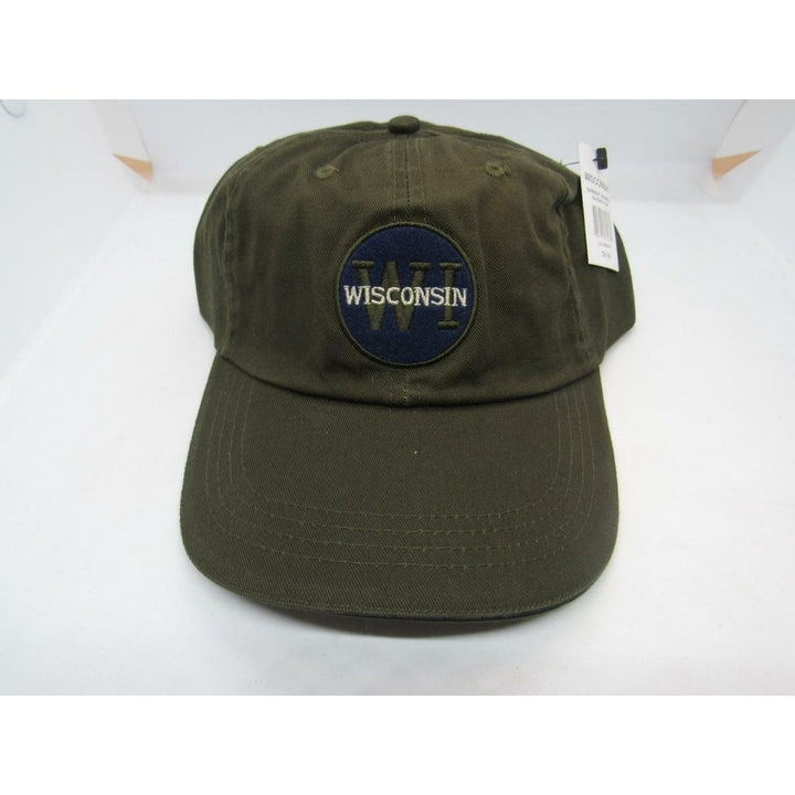 Wisconsin WI Mens Size OSFA Olive Navy Adjustable Hat Image 1