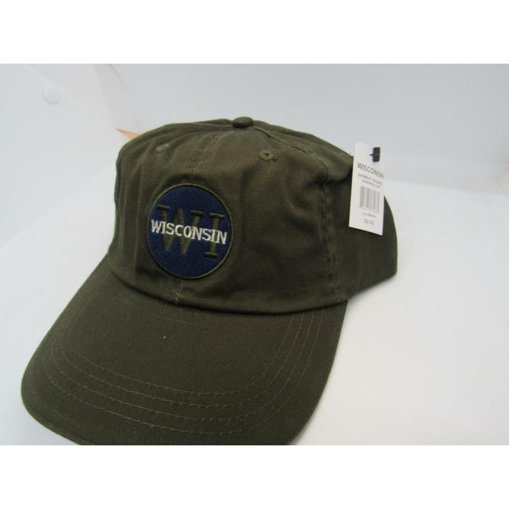 Wisconsin WI Mens Size OSFA Olive Navy Adjustable Hat Image 2