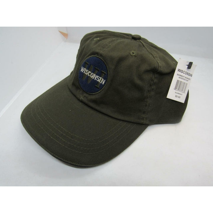 Wisconsin WI Mens Size OSFA Olive Navy Adjustable Hat Image 3