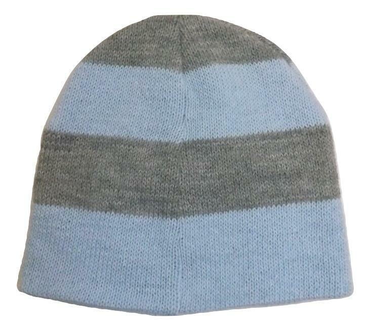 North Darkota Mens Adult Size OSFA Gray Blue Striped Beanie Hat Image 2