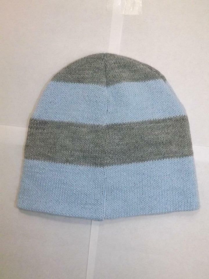 North Darkota Mens Adult Size OSFA Gray Blue Striped Beanie Hat Image 3