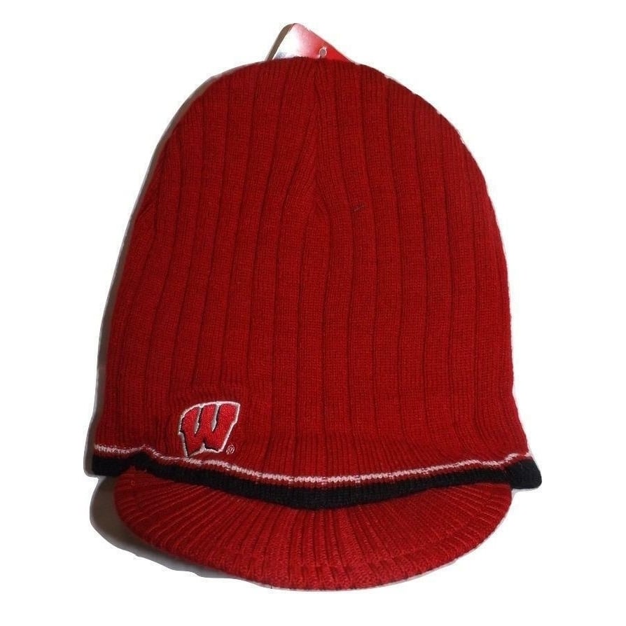 Wisconsin Badgers Womens OSFA Red Beanie Hat w/Brim Image 1