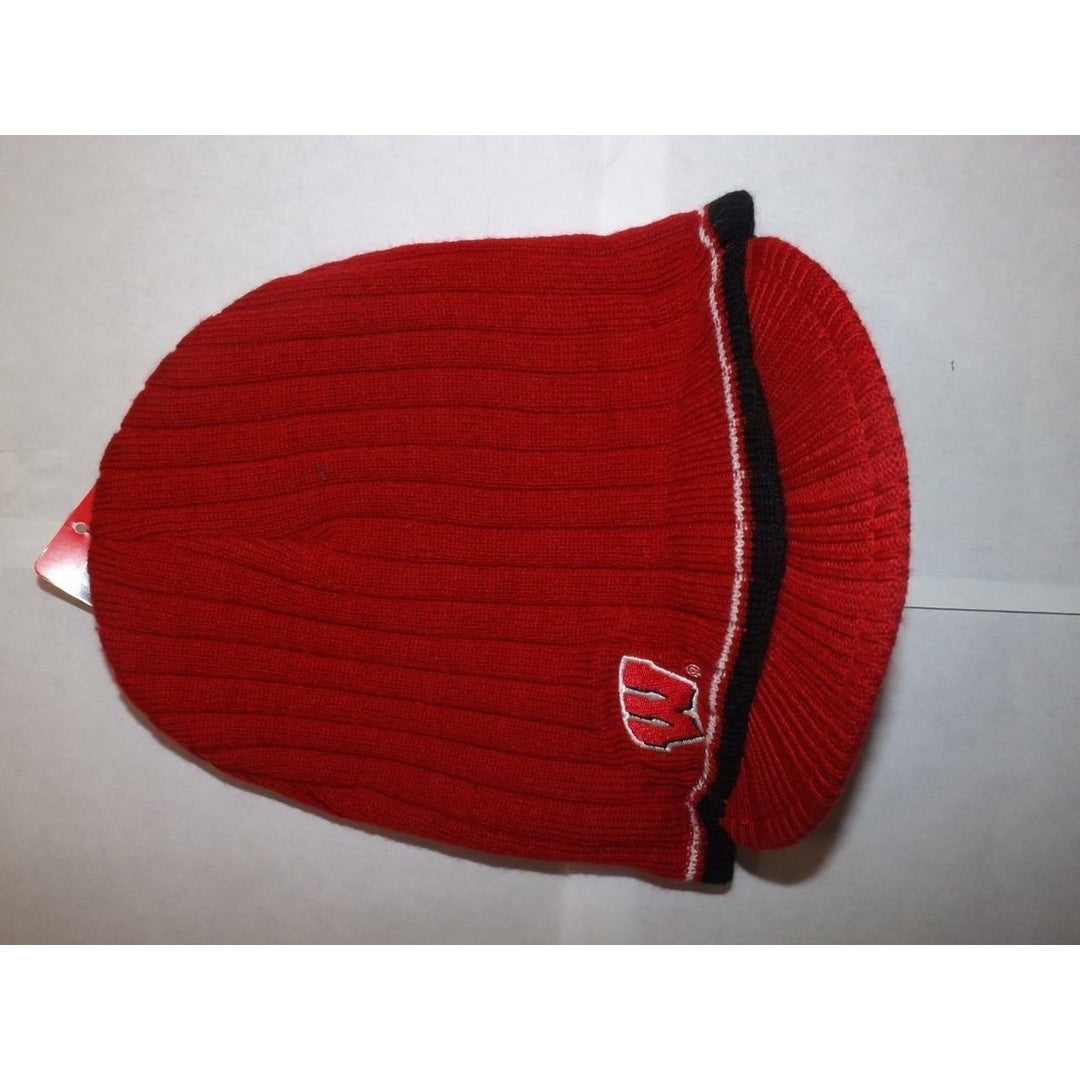 Wisconsin Badgers Womens OSFA Red Beanie Hat w/Brim Image 3