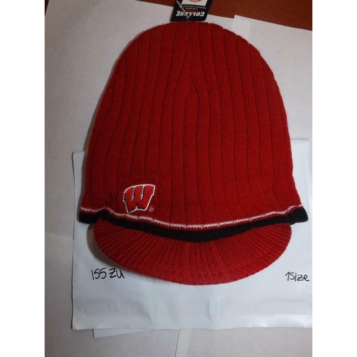 Wisconsin Badgers Womens OSFA Red Beanie Hat w/Brim Image 4