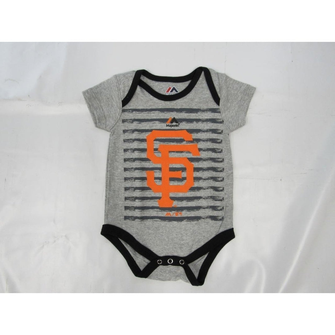 San Francisco Giants 3/6 Month Infant Gray Black Majestic Creeper Image 1