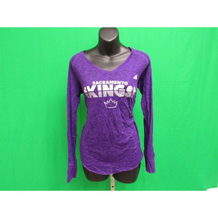 Sacramento Kings Womens Size L Large Purple Adidas Long Sleeve Shirt Image 1