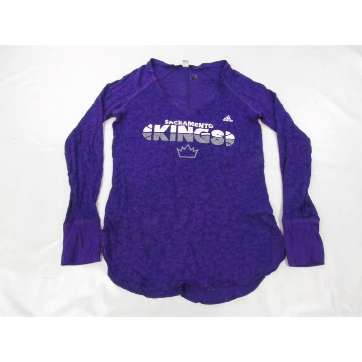 Sacramento Kings Womens Size L Large Purple Adidas Long Sleeve Shirt Image 2