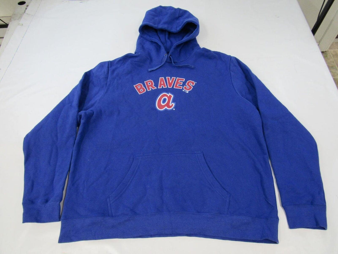 Atlanta Braves 44 Hank Aaron Mens Size 2XL 2XLarge Blue Hoodie Image 1